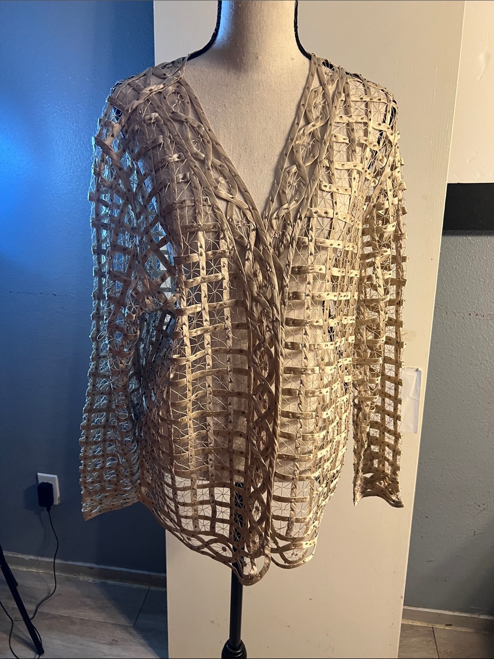 Soulmates Beige Open Weave Jacket